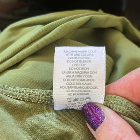 Olive Green High Thigh One Piece Swimsuit - Picture 5 of 5